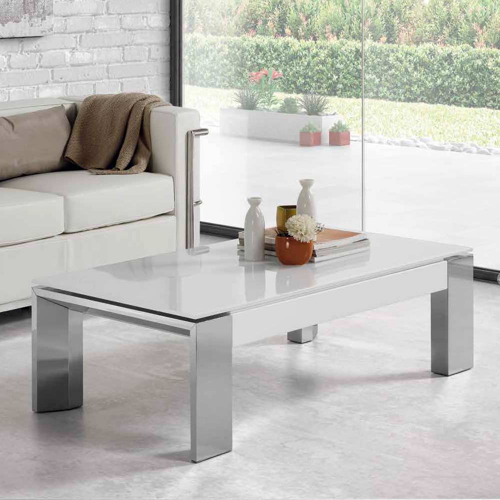 Mesa elevable patas alumino sobre cristal