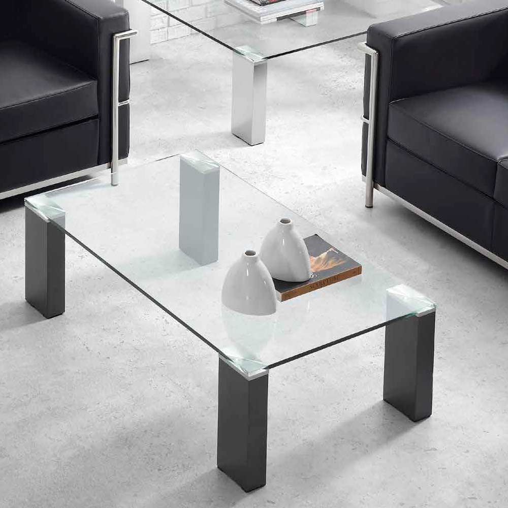 mesa pata aluminio cuadradas sobre cristal