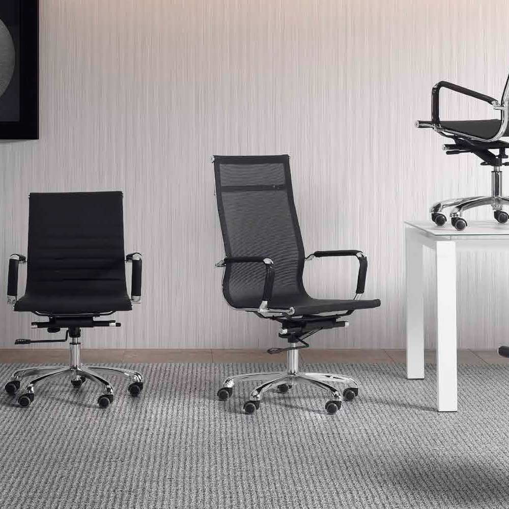 Sillón de oficina estructura metálica cromada, modelo Estepona chair 18