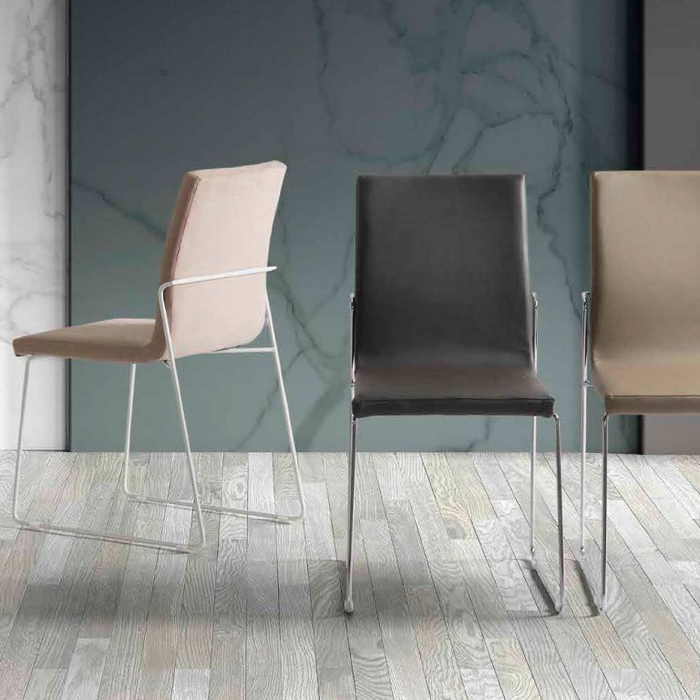 Silla de diseño moderno con patas tubulares en varios colores, modelo Estepona Chair 3 Silla moderna monoblock varios colores